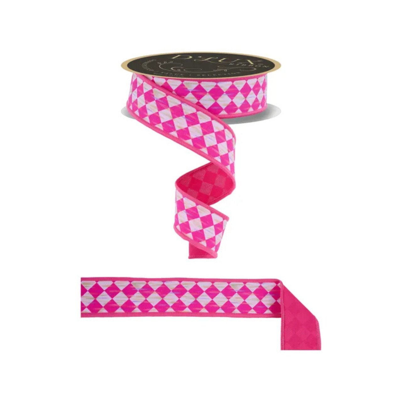 Hot Pink Antique Diamond Ribbon – 1.5x10yd Wired Spring Craft Ribbon-LX312911